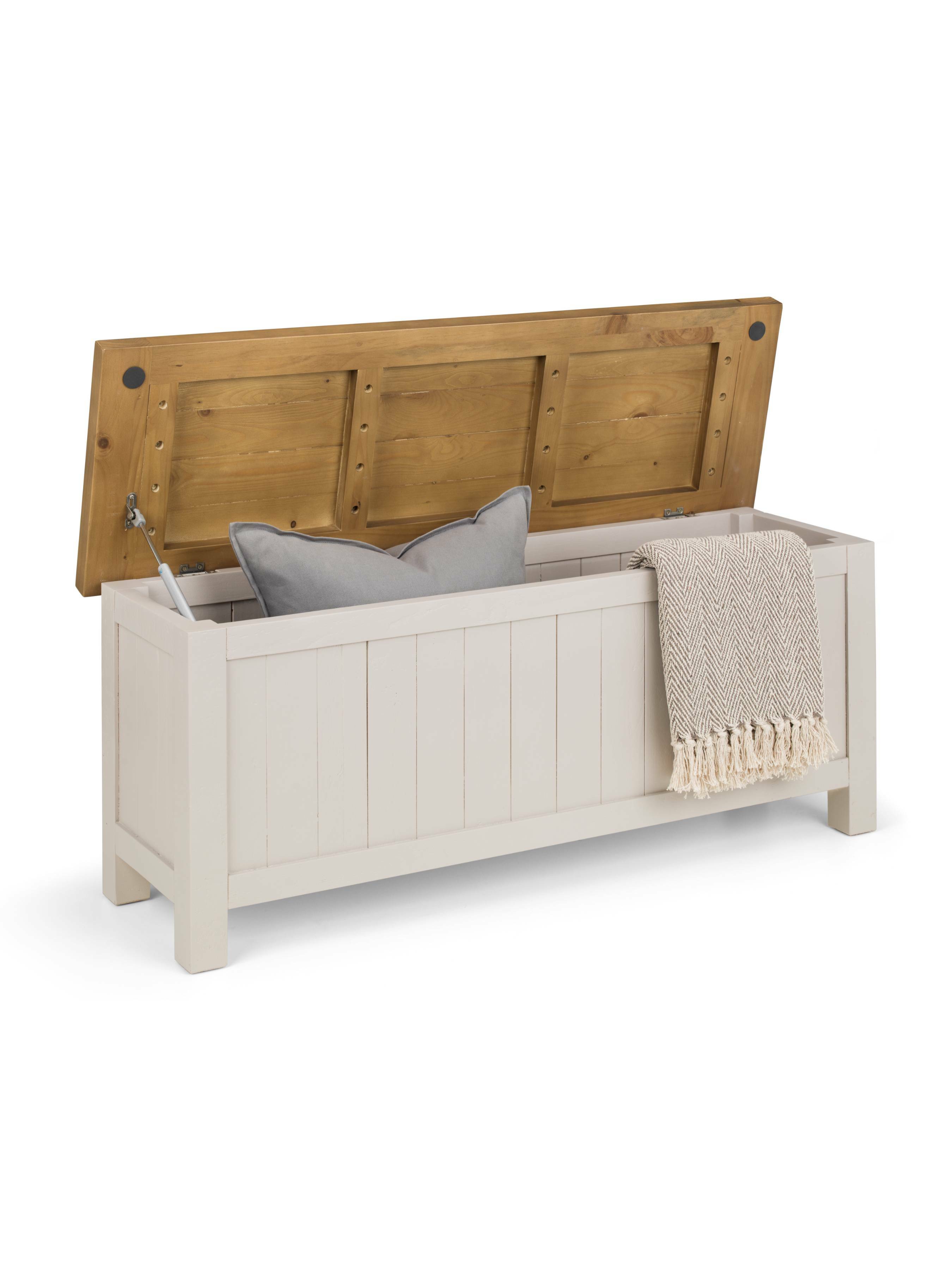 Maple Grey Pine Wood Storage Bench